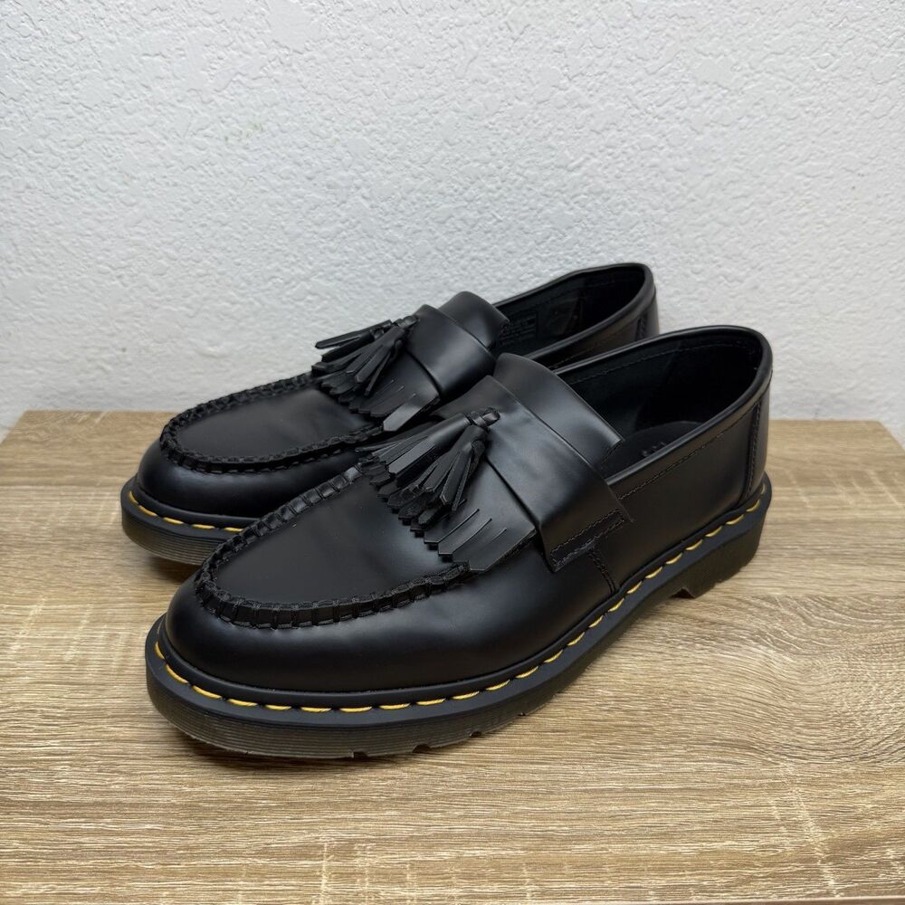 Dr Martens Adrian YS Black Leather Loafers Tassel Kiltie Fringe Men US 12 EU 46